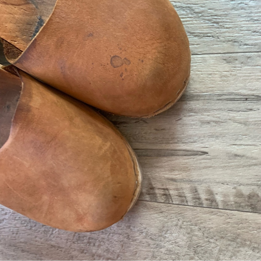 Lotta From Stockholm Wooden Block Heel Leather Buckle Clogs Sandals - Picture 12 of 14
